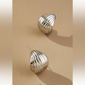 Anthropologie Silver Mini Ribbed Drop Earrings